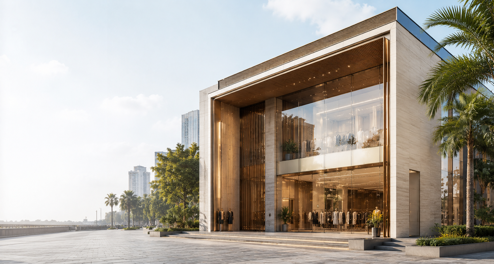 High-end luxury penthouse living room with modern furniture and floor-to-ceiling windows