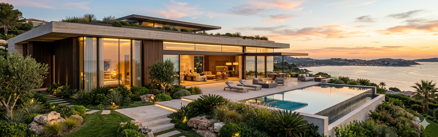 High-end luxury penthouse living room with modern furniture and floor-to-ceiling windows